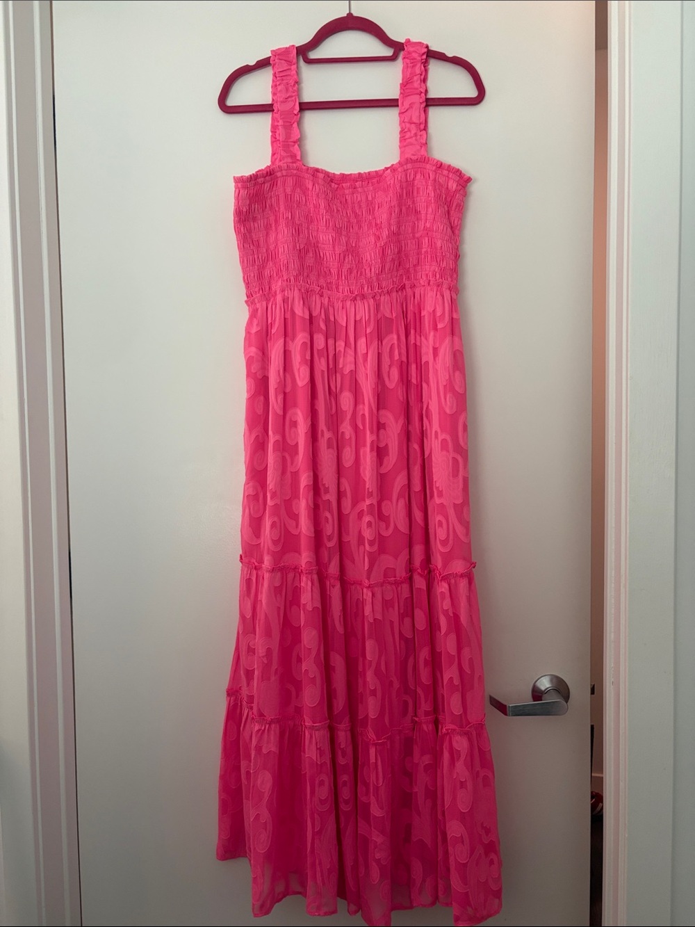 Lilly Pulitzer Hot Pink Smocked Maxi Dress